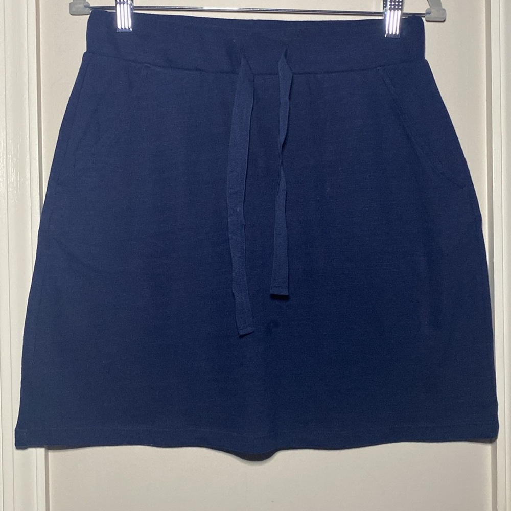 LOFT Drawstring Terry 100% Cotton Skirt in navy S